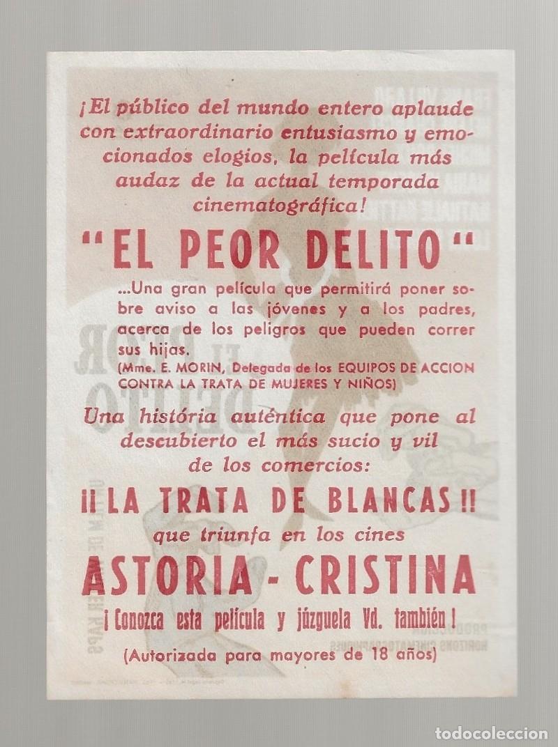 Cine: EL PEOR DELITO - PROGRAMA FOLLETO DE CINE - Foto 2