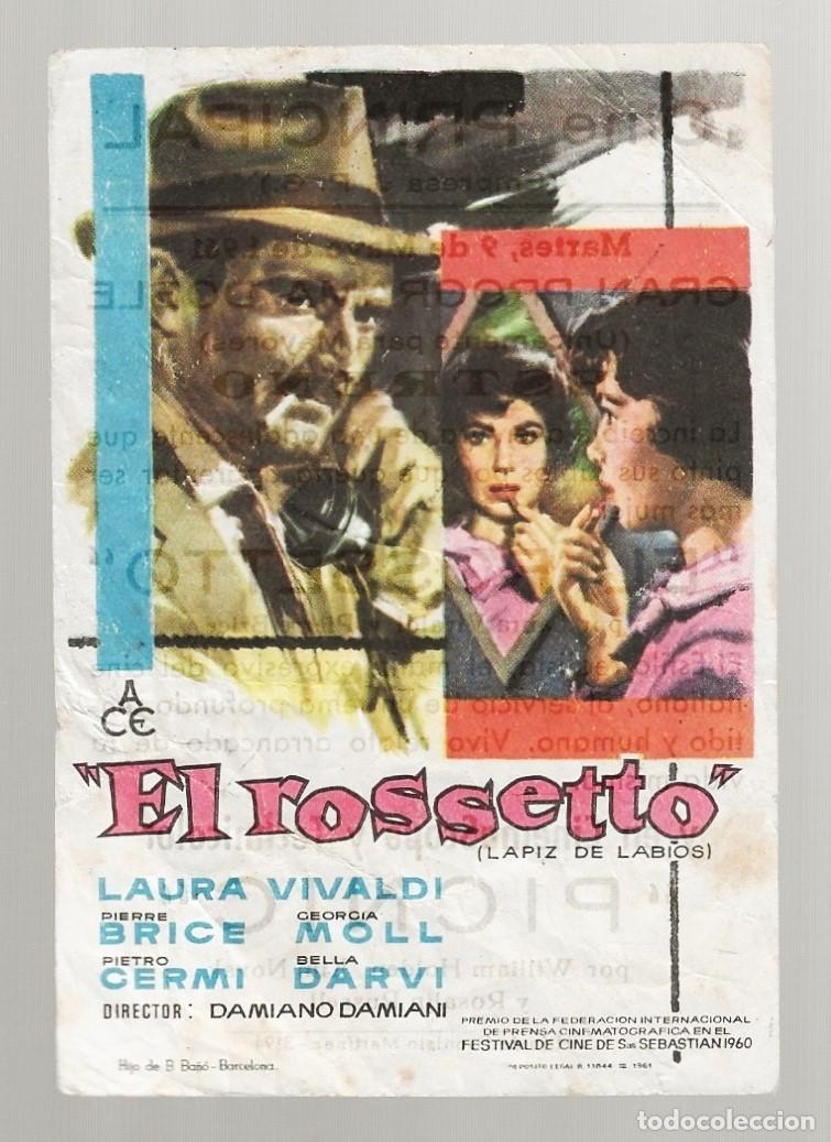Cine: EL ROSSETO (LAPIZ DE LABIOS) - PROGRAMA FOLLETO DE CINE - Foto 1