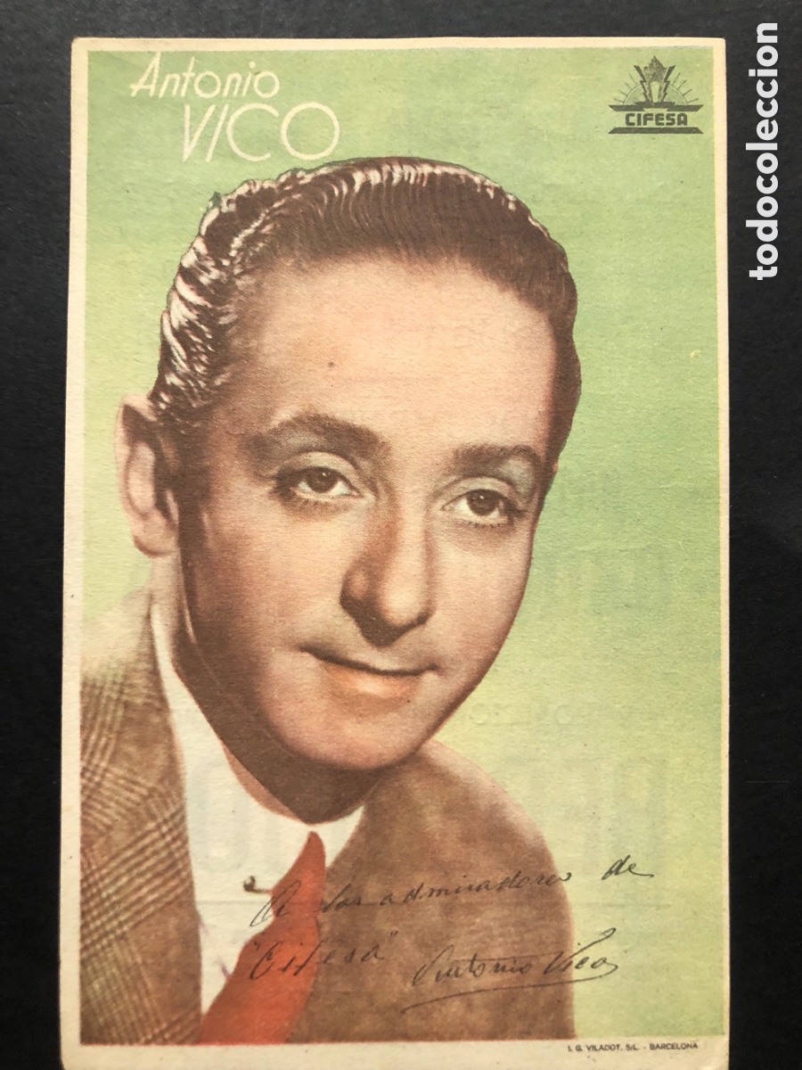 Folhetos de m&atilde;o de filmes antigos de cinema: Programa foto Antonio vico con publicidad gran turia cinema valencia A9