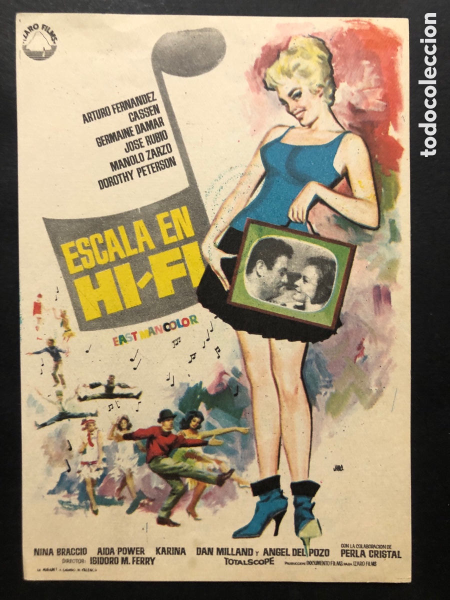 Folhetos de m&atilde;o de filmes antigos de cinema: Programa escala en Hi fi Arturo Fernandez A9