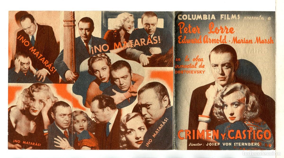 Folhetos de m&atilde;o de filmes antigos de cinema: CRIMEN Y CASTIGO, con Peter Lorre.