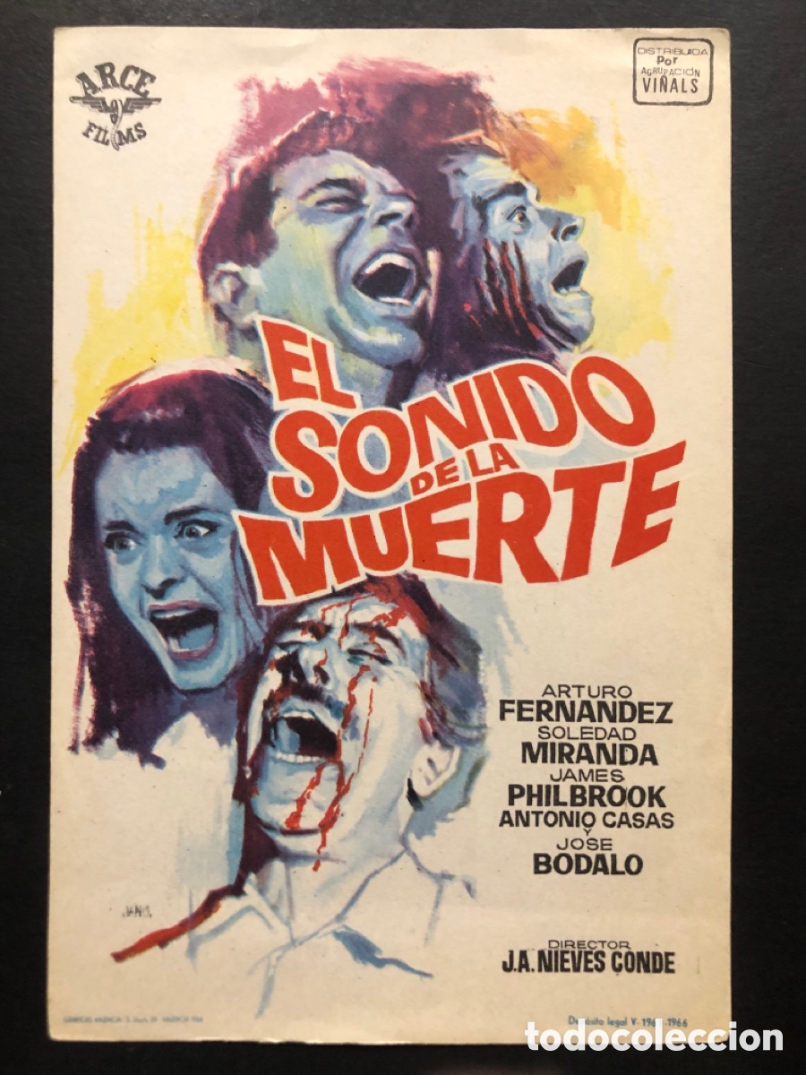 Folhetos de m&atilde;o de filmes antigos de cinema: Programa el sonido de la muerte Arturo Fernandez A9