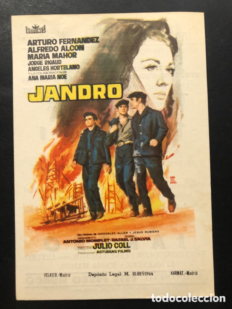Folhetos de m&atilde;o de filmes antigos de cinema: Programa jandro Arturo Fernandez con publicidad cine la bombilla meliana A9
