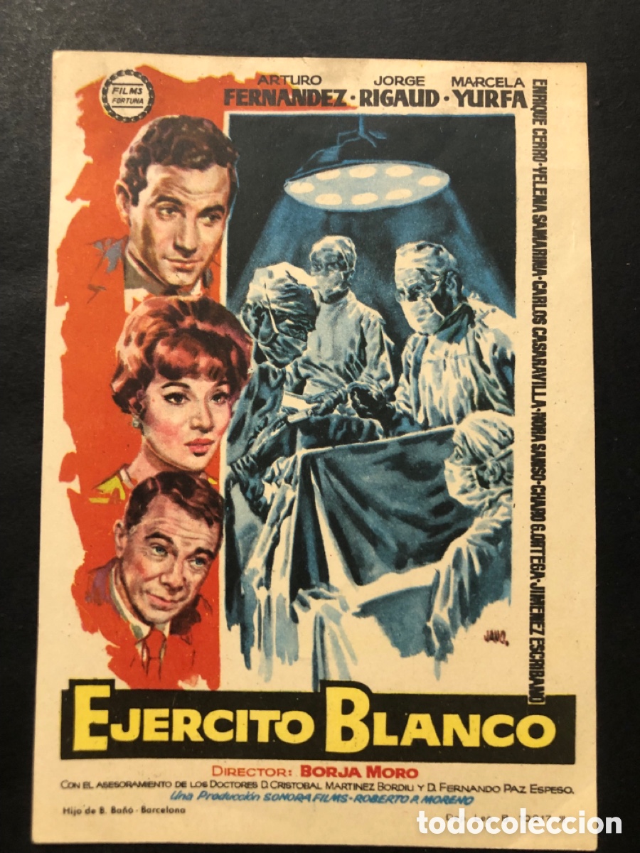 Folhetos de m&atilde;o de filmes antigos de cinema: Programa ej&eacute;rcito blanco Arturo Fernandez A9