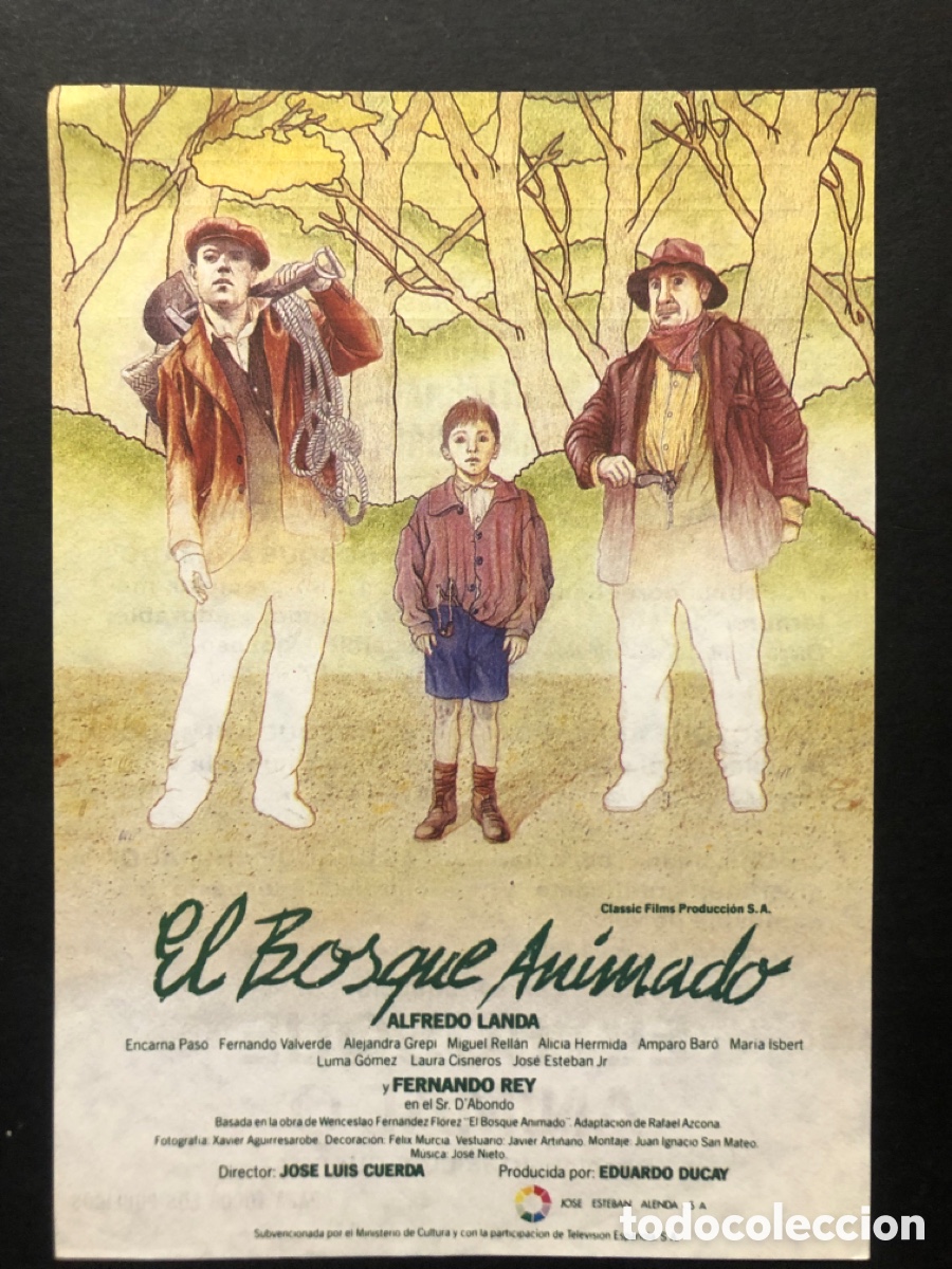Folhetos de m&atilde;o de filmes antigos de cinema: Programa el bosque animado alfredo landa con publicidad cine Rivas A9