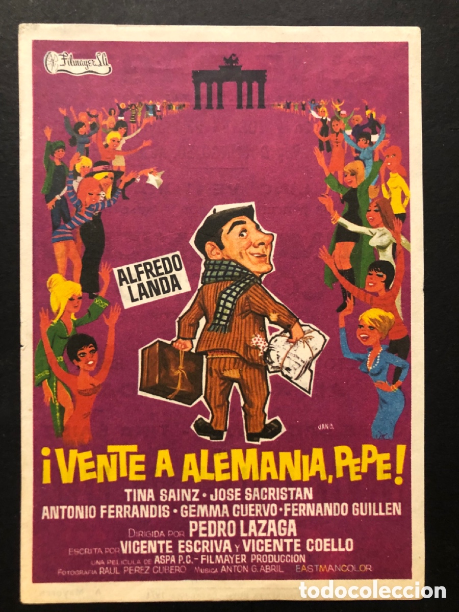 Folhetos de m&atilde;o de filmes antigos de cinema: Programa vente a Alemania pepe con publicidad cine Regio Catarroja A9