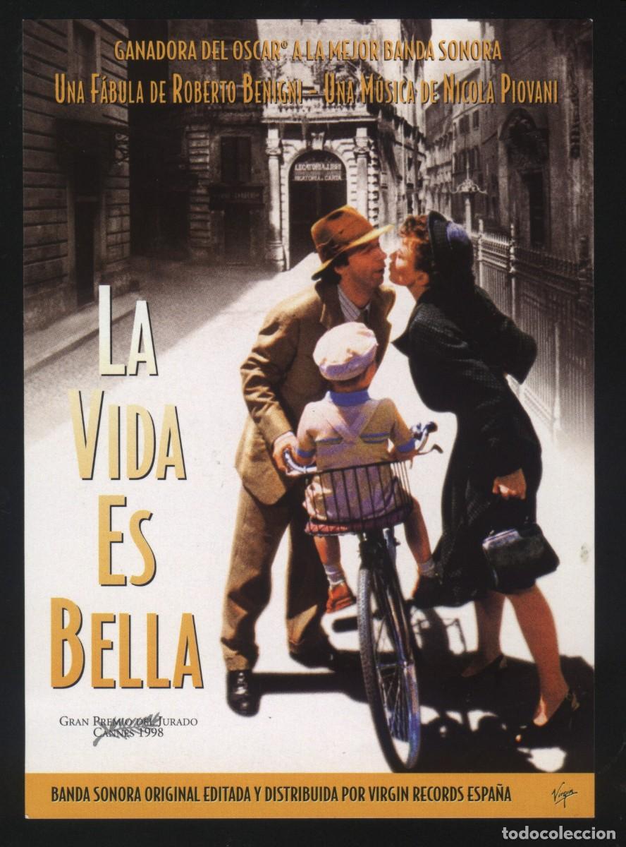 Folhetos de m&atilde;o de filmes antigos de cinema: Q-08515- LA VIDA ES BELLA (ROBERTO BENIGNI - NICOLETTA BRASCHI - GIORGIO CANTARINI)