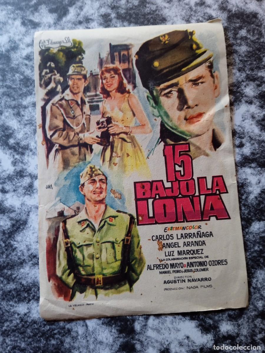 Folhetos de m&atilde;o de filmes antigos de cinema: 15 Bajo la lona con sello Cine Tenis