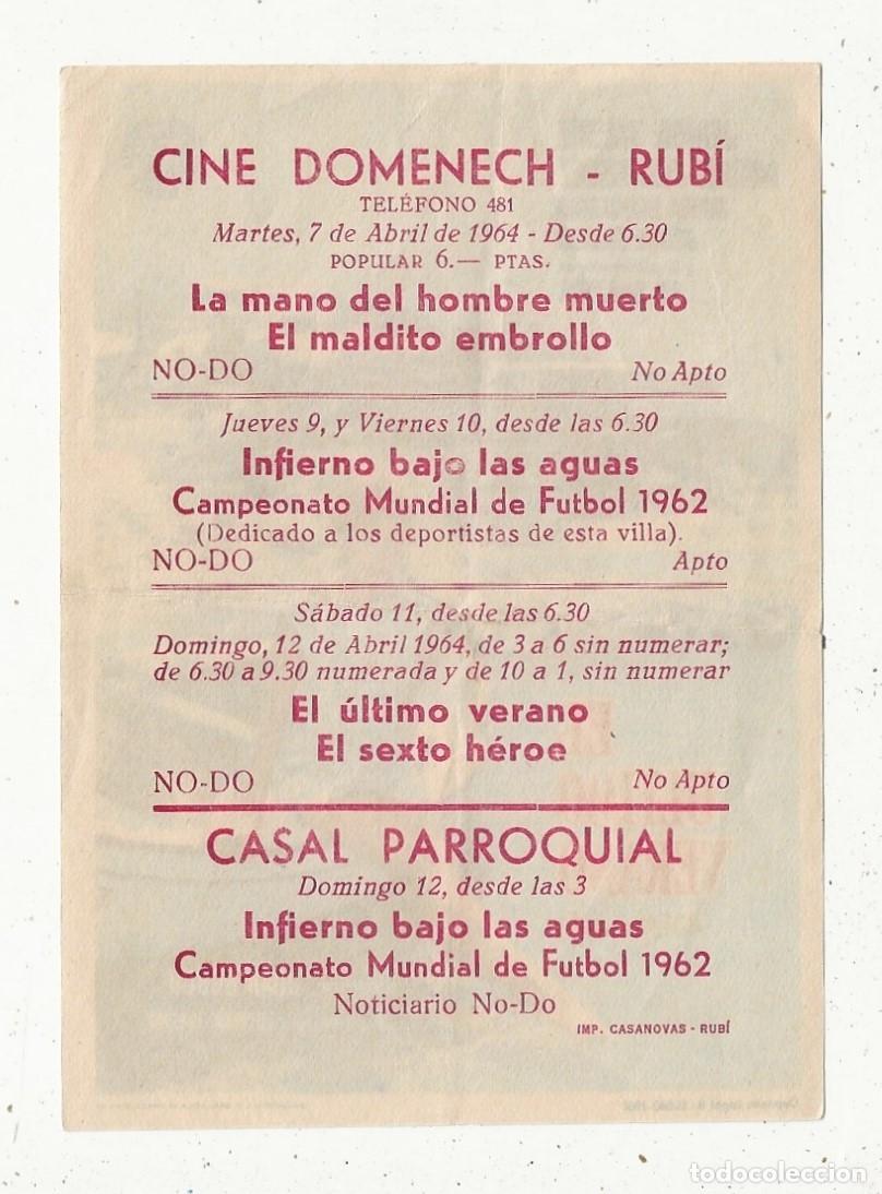 Cine: EL &Uacute;LTIMO VERANO - PROGRAMA FOLLETO DE CINE - Foto 2