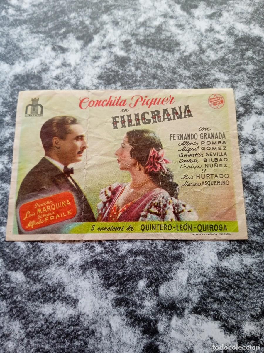 Folhetos de m&atilde;o de filmes antigos de cinema: Filigrana con publicidad M&aacute;laga Cinema