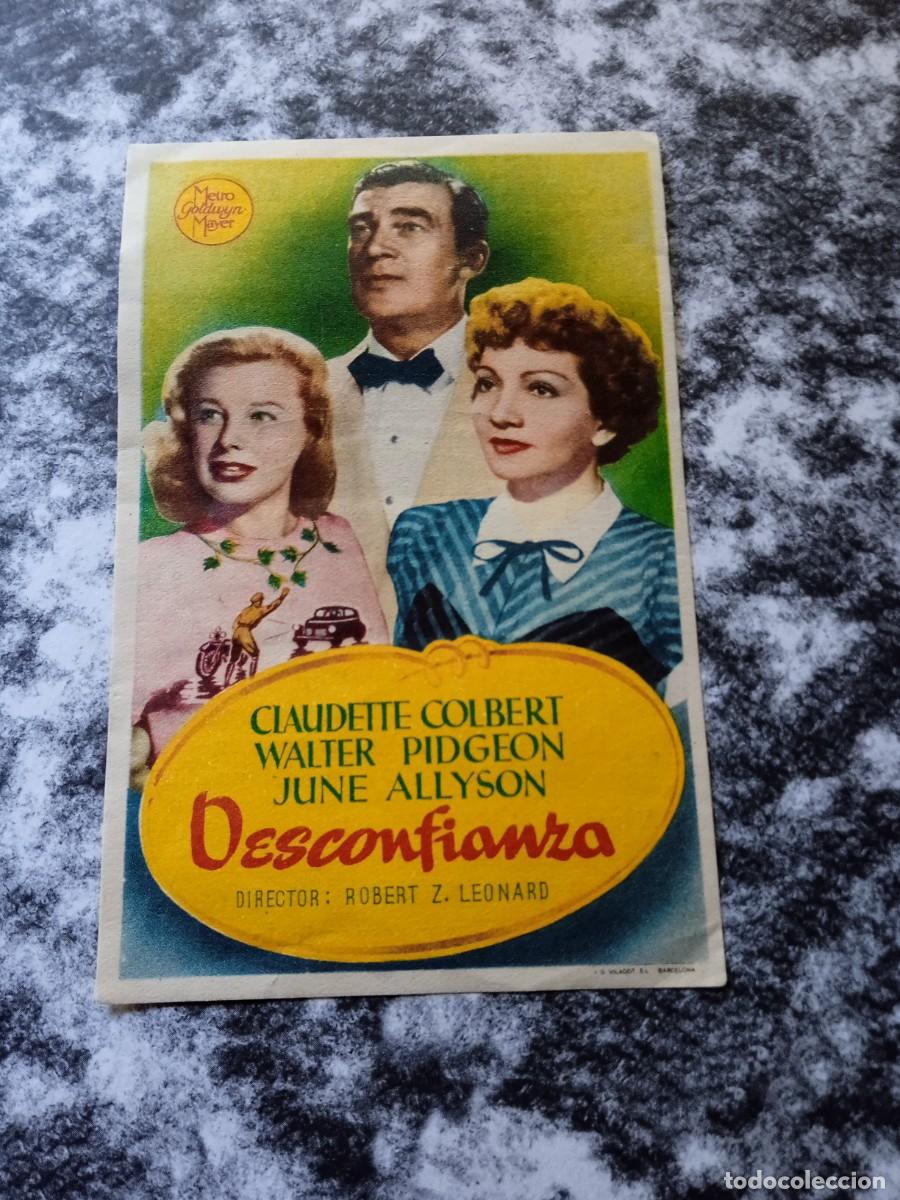 Folhetos de m&atilde;o de filmes antigos de cinema: Desconfianza con publicidad Teatro Cervantes