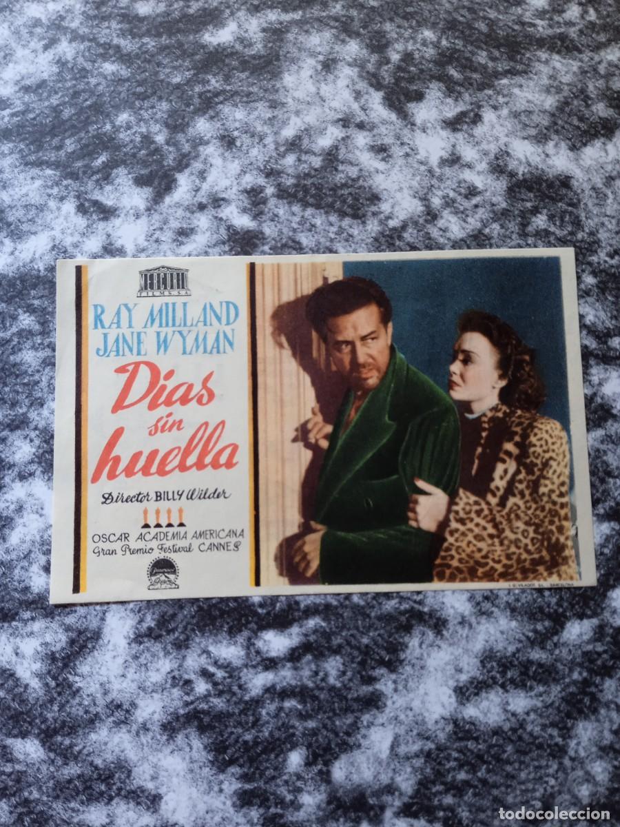 Folhetos de m&atilde;o de filmes antigos de cinema: Dias sin huella con publicidad Teatro Echegaray