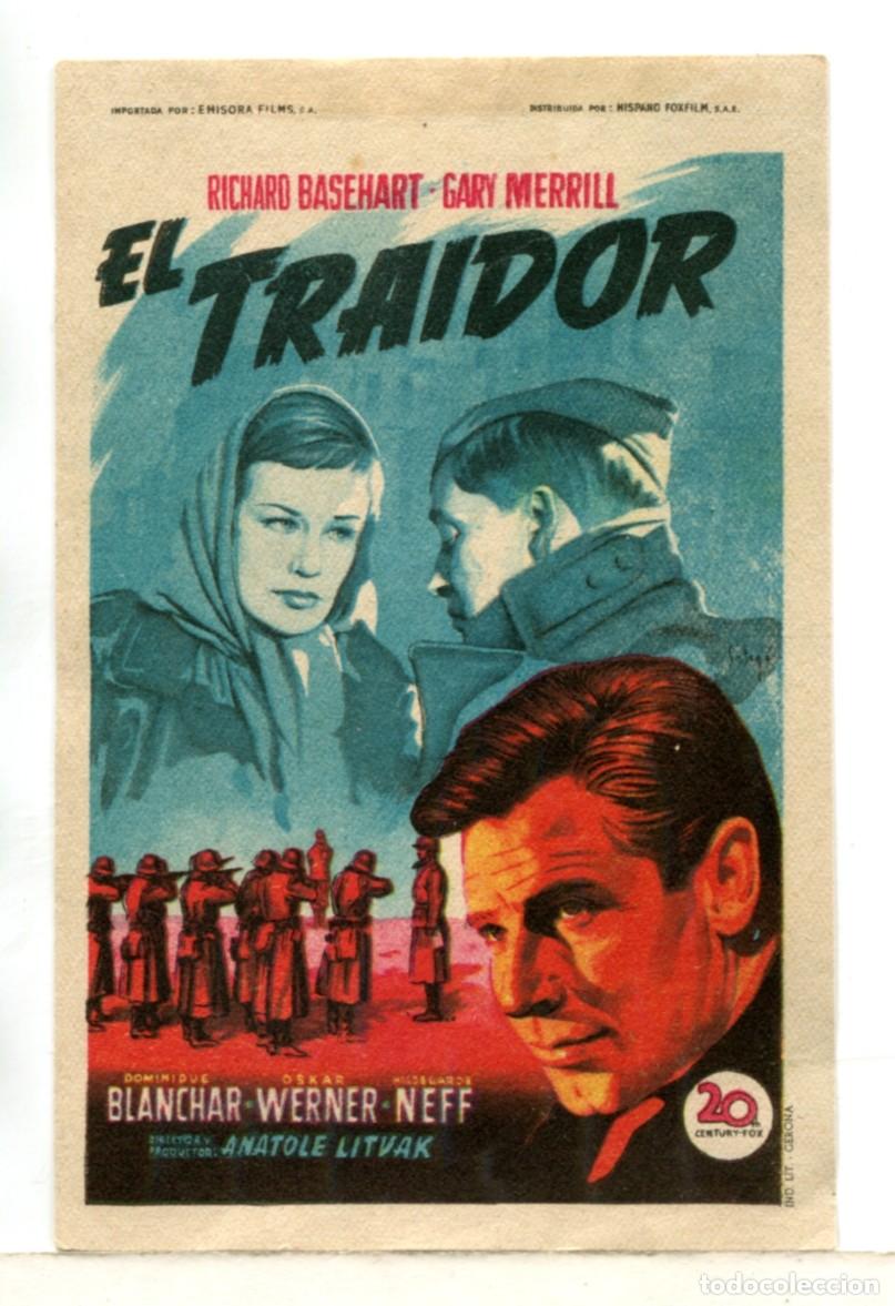  Flyers Publicitaires de films Anciens: EL TRAIDOR, con Richard Basehart.