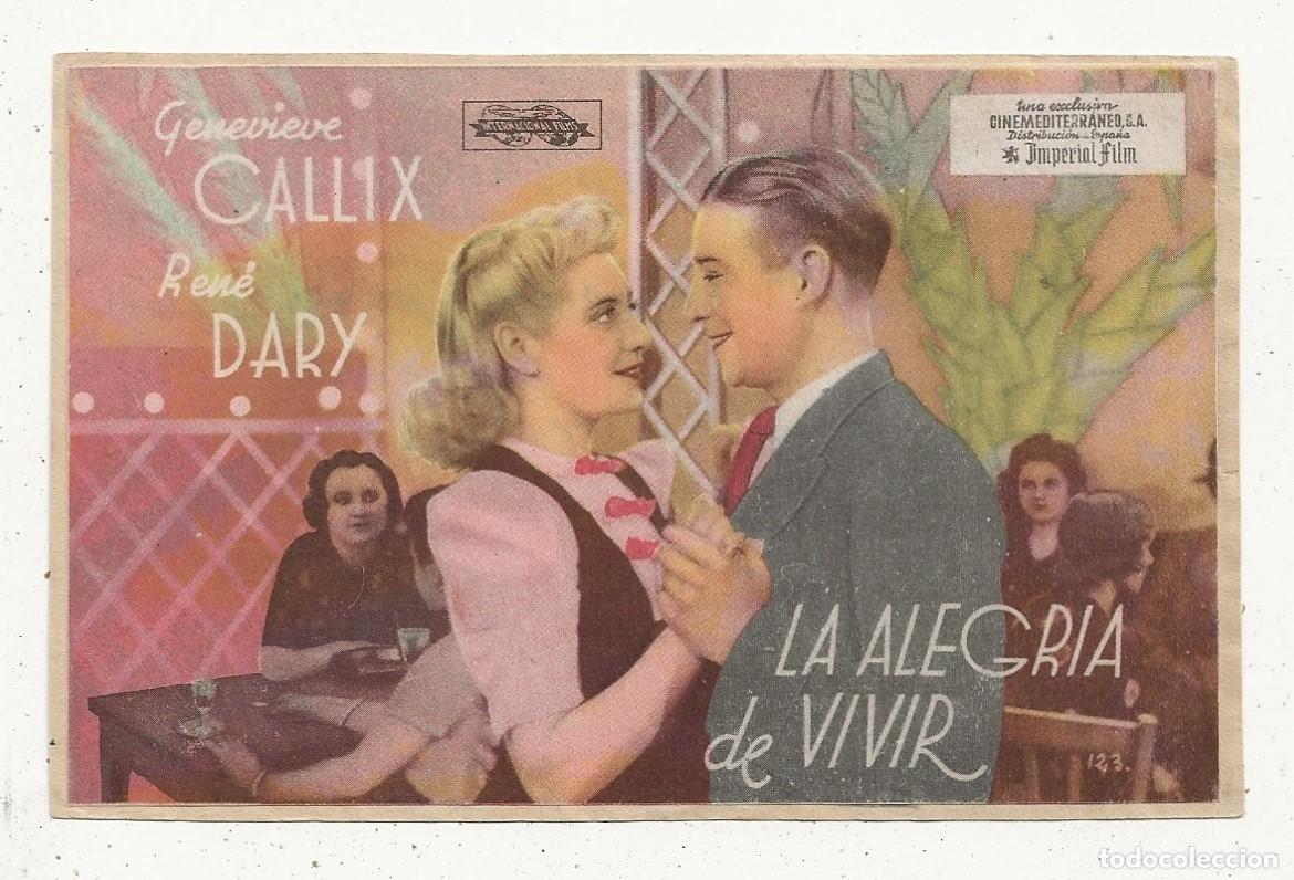 Cine: LA ALEGRIA DE VIVIR - PROGRAMA FOLLETO DE CINE - Foto 1