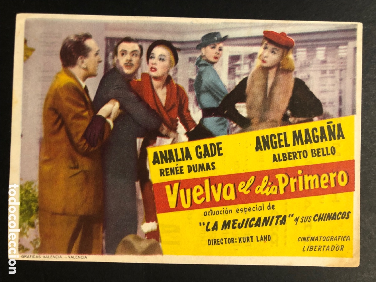 Folhetos de m&atilde;o de filmes antigos de cinema: Programa vuelva el d&iacute;a primero analia gade con publicidad teatro circo Orihuela A9