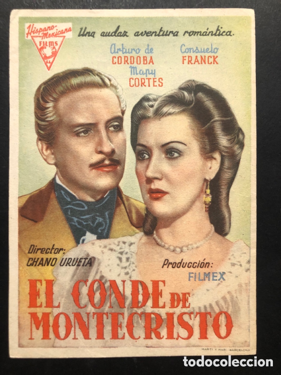 Cinema: Programa el conde de montecristo Arturo de cordova con publicidad sal&oacute;n de verano jaen A9