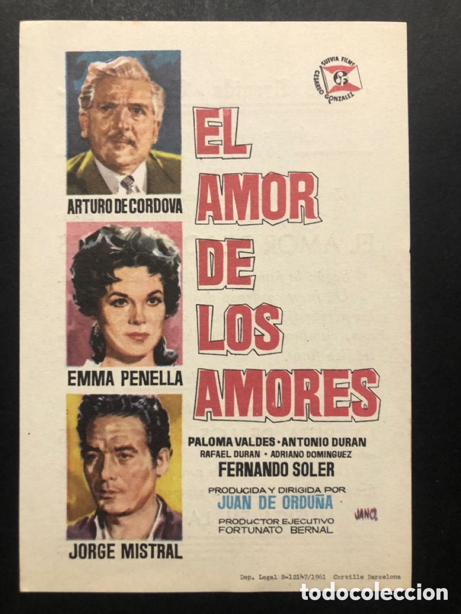 Cinema: Programa el amor de los amores Arturo de cordova con publicidad cine avenida Torrelavega A9