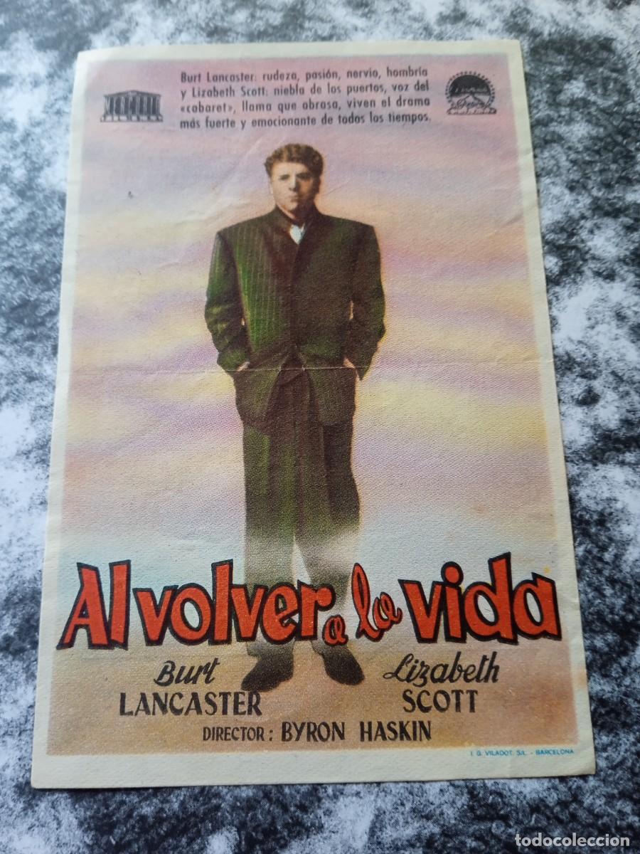 Folhetos de m&atilde;o de filmes antigos de cinema: Al volver a la vida con publicidad M&aacute;laga Cinema