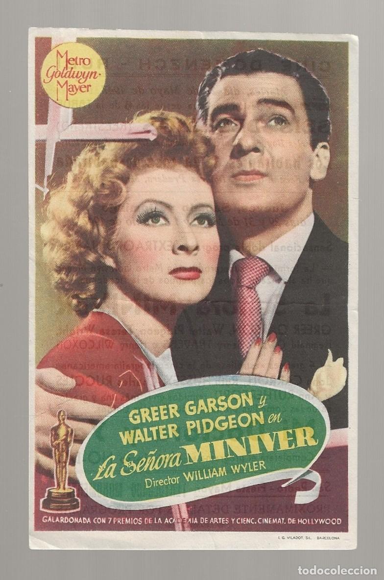 Cine: LA SE&Ntilde;ORA MINIVER - PROGRAMA FOLLETO DE CINE - Foto 1