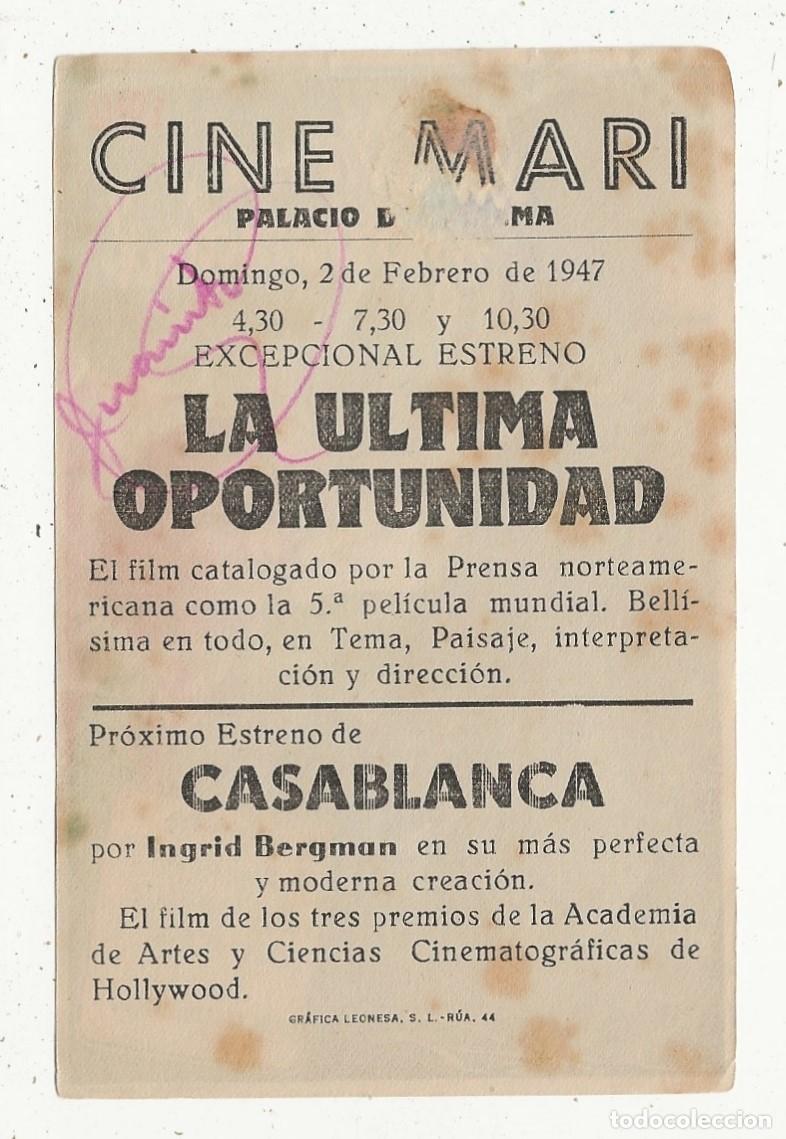 Cine: LA ULTIMA OPORTUNIDAD - PROGRAMA FOLLETO DE CINE - Foto 2