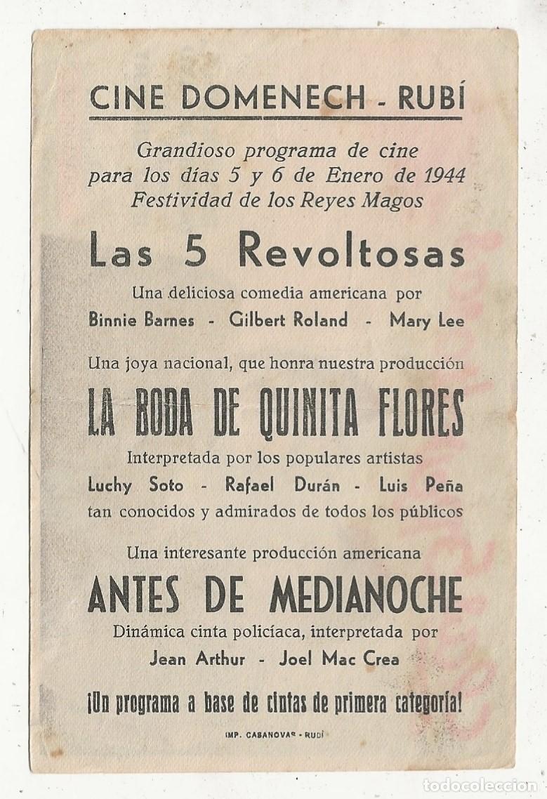 Cine: LAS 5 REVOLTOSAS - PROGRAMA FOLLETO DE CINE - Foto 2