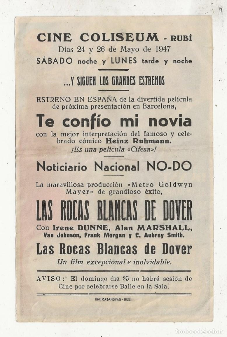 Cine: LAS ROCAS BLANCAS DE DOVER - PROGRAMA FOLLETO DE CINE - Foto 2