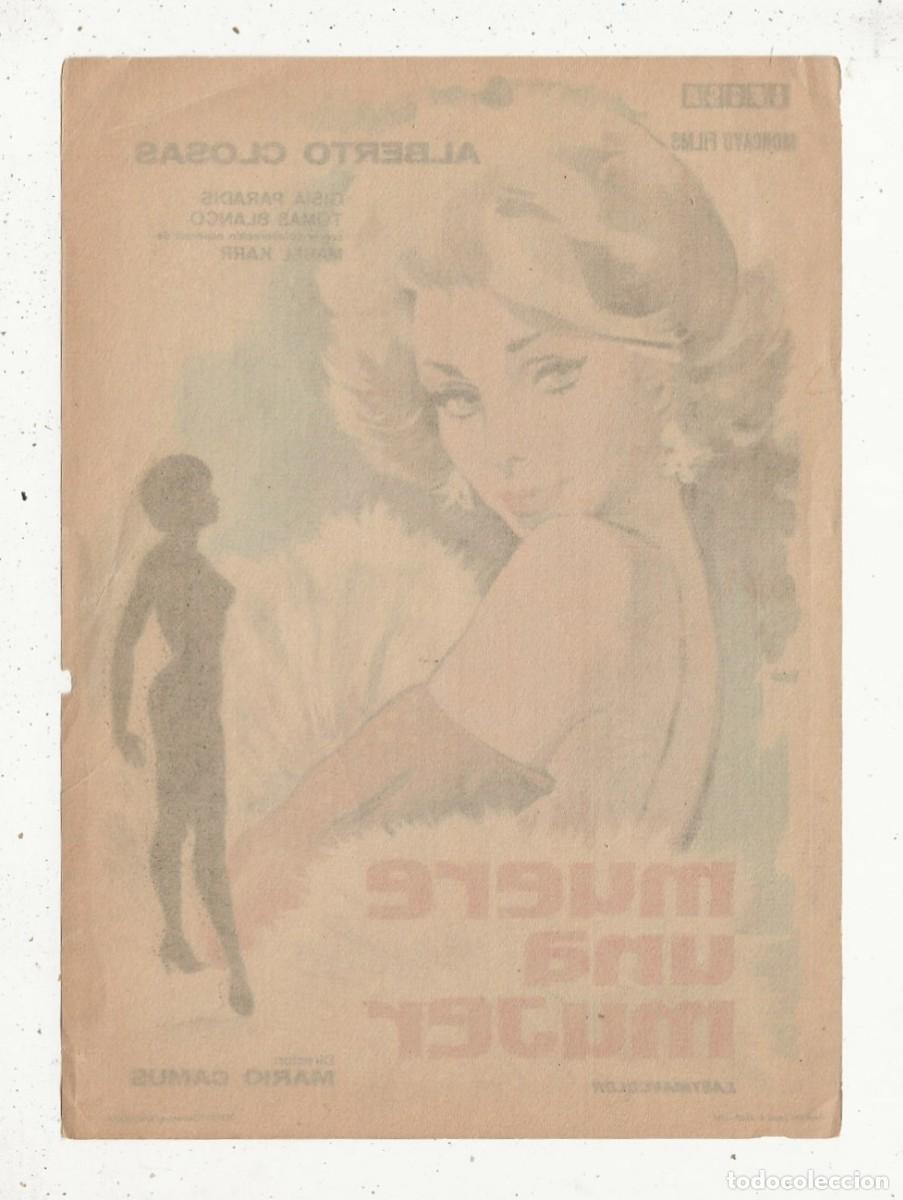 Cine: MUERE UNA MUJER - PROGRAMA FOLLETO DE CINE - Foto 2