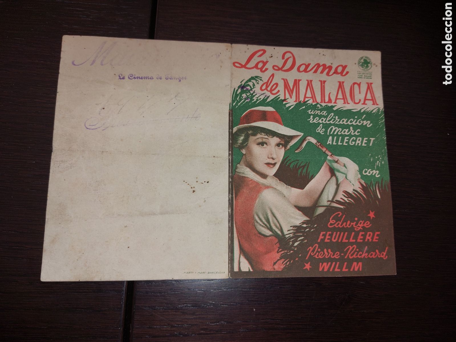 Cinema: Programa doble La dama de Malaca, Marc Allegret; sello descolorido &iquest; Cine Mauritania,Tanger?