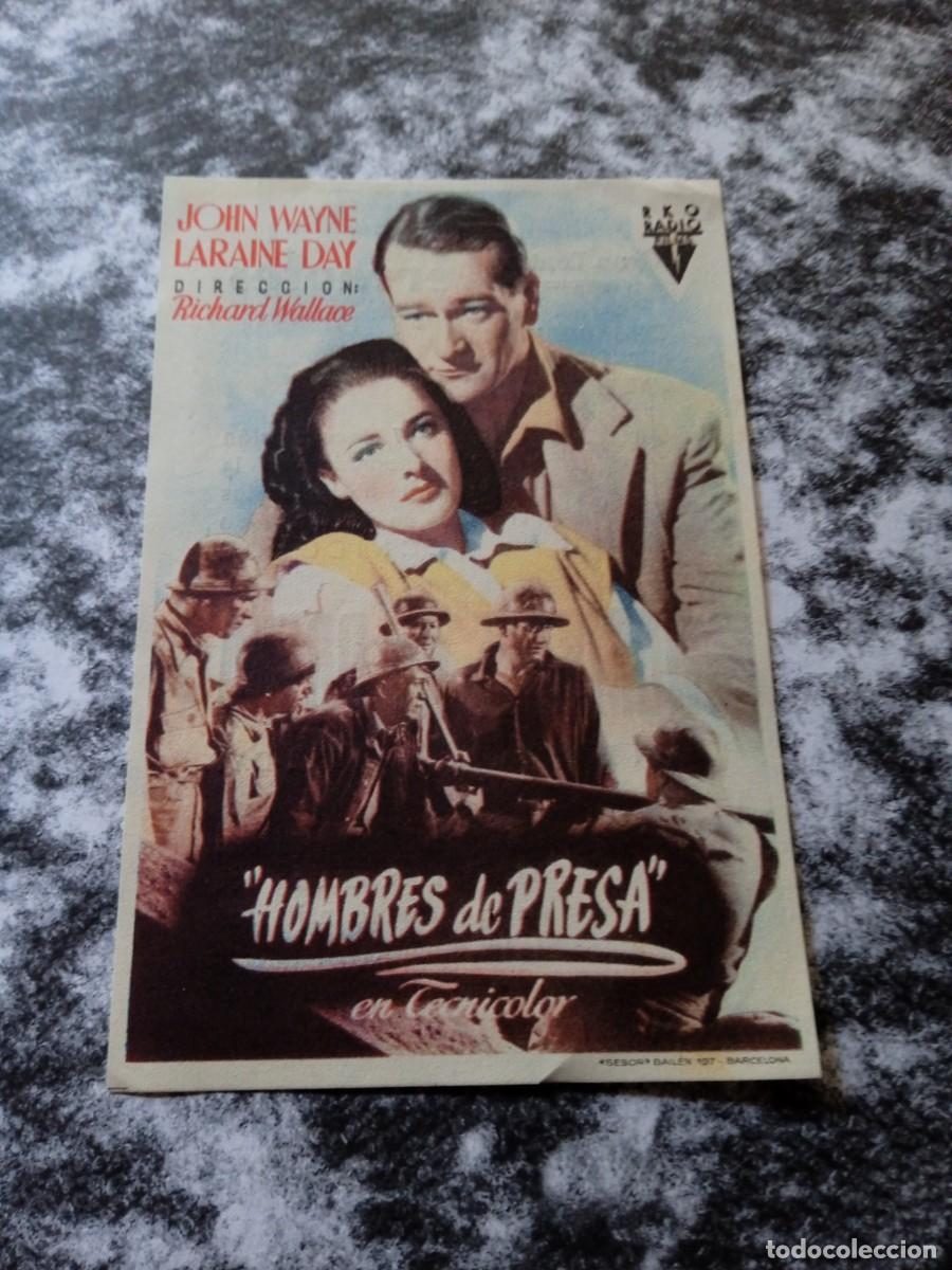 Folhetos de m&atilde;o de filmes antigos de cinema: Hombres de presa con publicidad Gran Teatro Cervantes M&aacute;laga