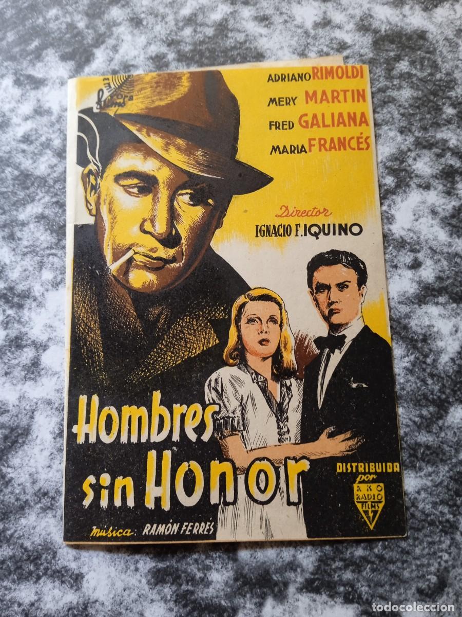 Folhetos de m&atilde;o de filmes antigos de cinema: Hombres sin honor Doble con publicidad Alkazar