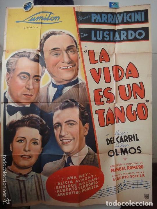 Folhetos de m&atilde;o de filmes antigos de cinema: Poster Original Argentino La Vida Es Un Tango Parravicini Hugo Del Carril Sabina Olmos 1939