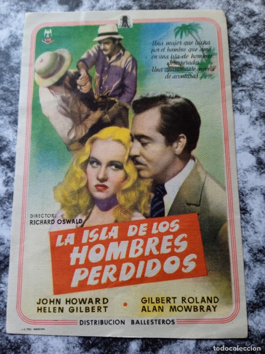 Folhetos de m&atilde;o de filmes antigos de cinema: La isla de los hombres perdidos con publicidad Cine Echegaray M&aacute;laga