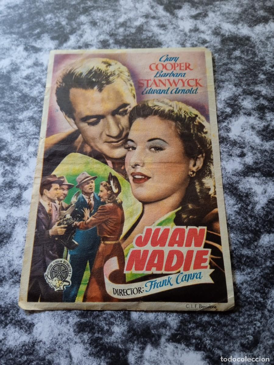 Folhetos de m&atilde;o de filmes antigos de cinema: Juan Nadie con publicidad Cine Goya