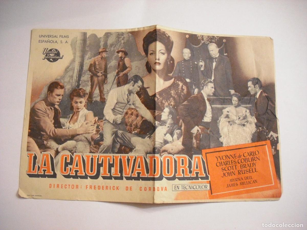 Folhetos de m&atilde;o de filmes antigos de cinema: LA CAUTIVADORA , CON PUBLICIDAD