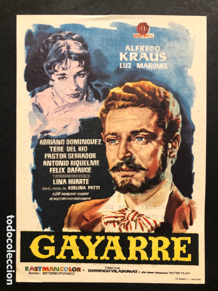 Folhetos de m&atilde;o de filmes antigos de cinema: Programa gayarre alfredo kraus con publicidad cine Echegaray malaga A9
