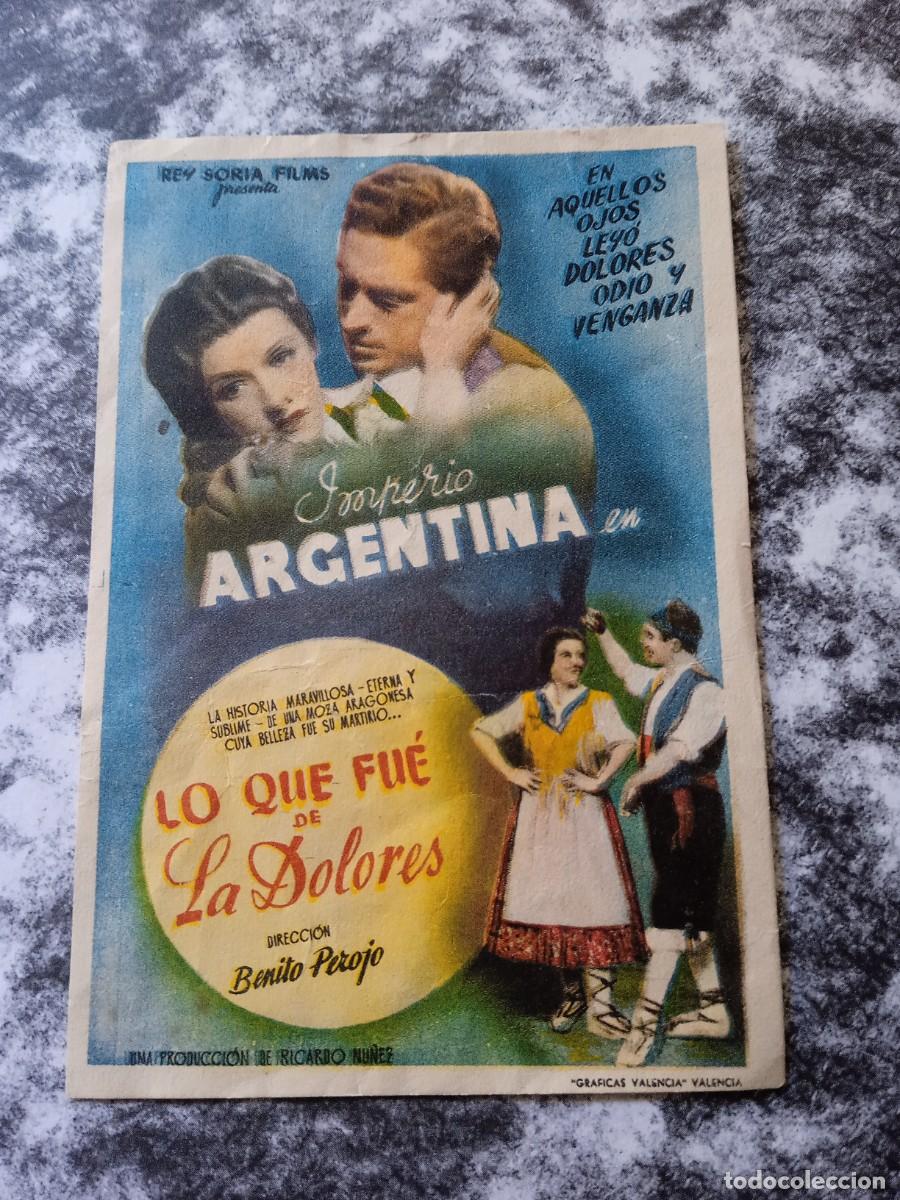 Folhetos de m&atilde;o de filmes antigos de cinema: Lo que fue de la Dolores con publicidad sin Cine