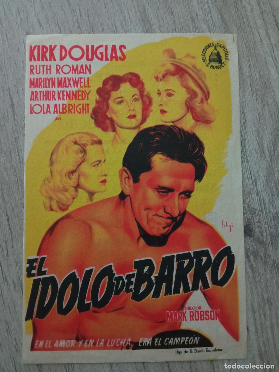 Folhetos de m&atilde;o de filmes antigos de cinema: EL &Iacute;DOLO DE BARRO, KIRK DOUGLAS, CINE MOLINA, RIPOLL, GERONA