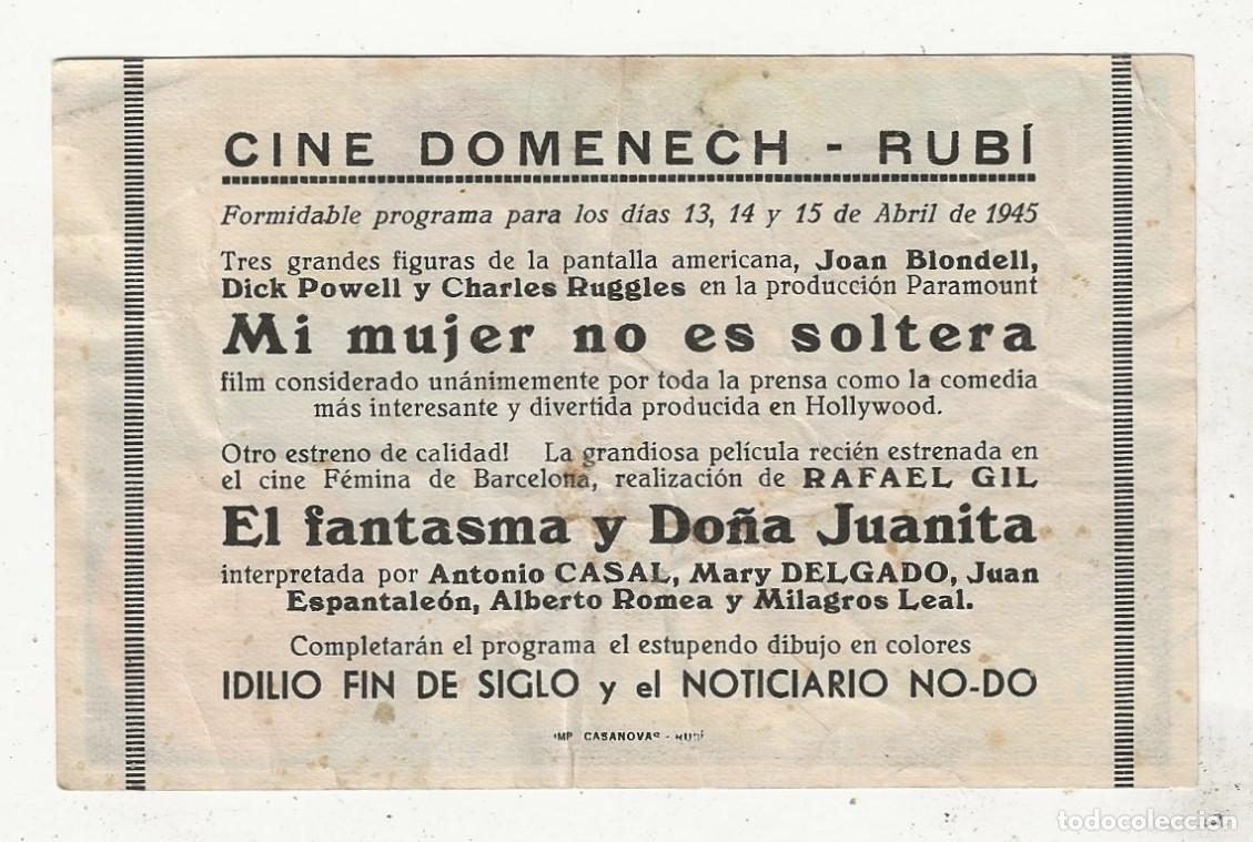 Cine: MI MUJER NO ES SOLTERA - PROGRAMA FOLLETO DE MANO CINE - Foto 2