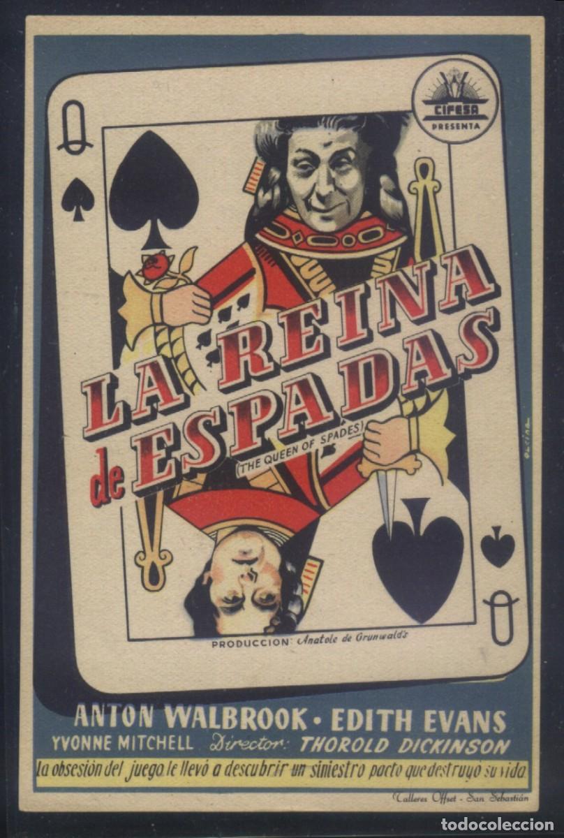 Folhetos de m&atilde;o de filmes antigos de cinema: Q-11224- Reina de espadas (La dama blanca) (The Queen of Spades) Anton Walbrook - Edith Evans
