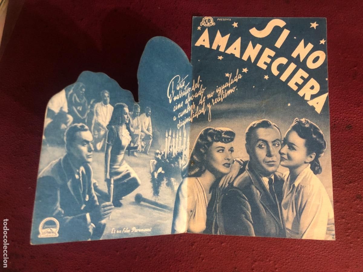 Cine: PROGRAMA de mano d&iacute;ptico de la pel&iacute;cula SI NO AMANECIERA TROQUELADO - Foto 3