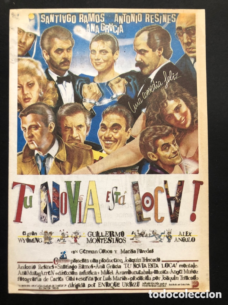 Folhetos de m&atilde;o de filmes antigos de cinema: Programa tu novia esta loca Antoni resines con publicidad cine capitol valencia A9