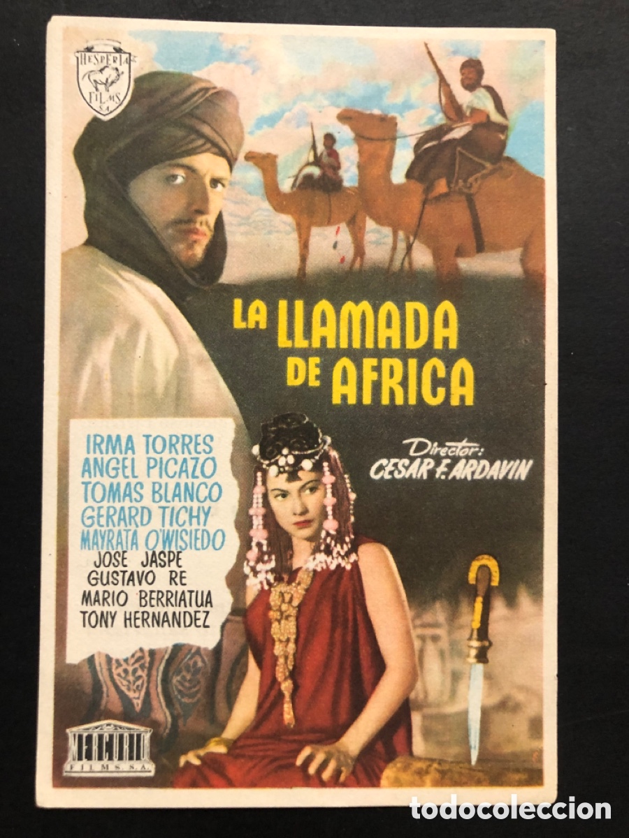 Folhetos de m&atilde;o de filmes antigos de cinema: Programa la llamada de africa &aacute;ngel picazo con publicidad terraza de verano alhama A9