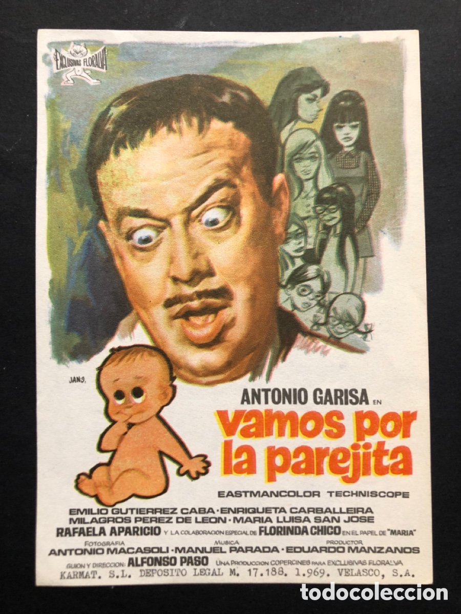 Folhetos de m&atilde;o de filmes antigos de cinema: Programa vamos por la parejita antonio garisa A9