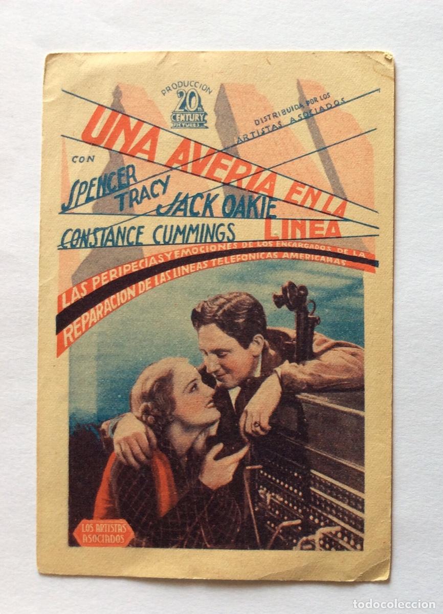 Cine: PROGRAMA TARJETA SIN CINE IMPRESO FOX UNA AVER&Iacute;A EN LA L&Iacute;NEA SPENCER TRACY JACK OAKIE