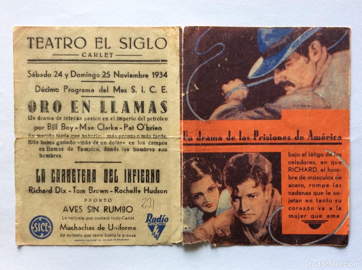 Cine: PROGRAMA DOBLE CINE CARLET VALENCIA RADIO LA CARRETERA DEL INFIERNO TOM BROWN RICHARD DIX