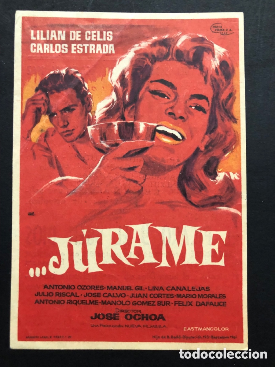 Folhetos de m&atilde;o de filmes antigos de cinema: Programa j&uacute;rame Lilian de celis con publicidad cine nuevo A9