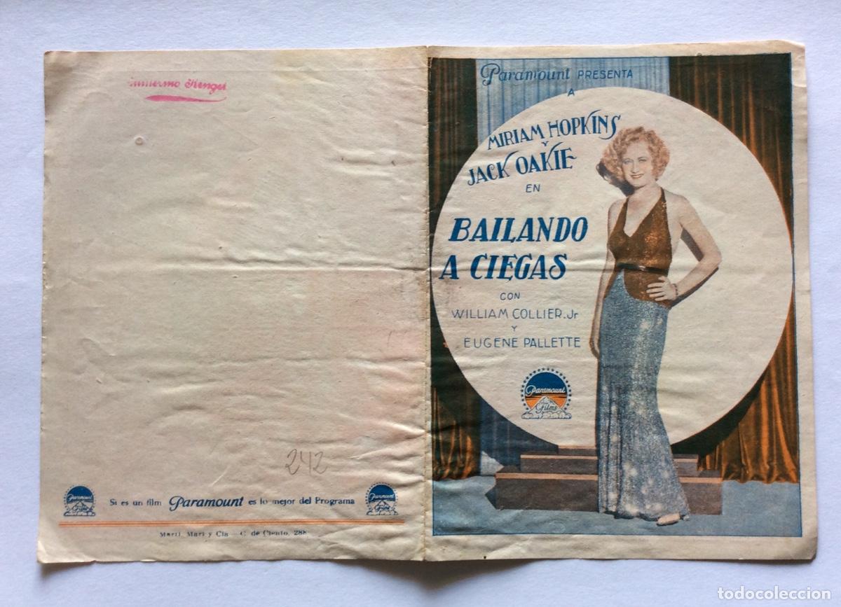  Flyers Publicitaires de films Anciens: PROGRAMA PARAMOUNT DOBLE SIN CINE IMPRESO BAILANDO A CIEGAS MIRIAM HOPKINS JACK OAKIE
