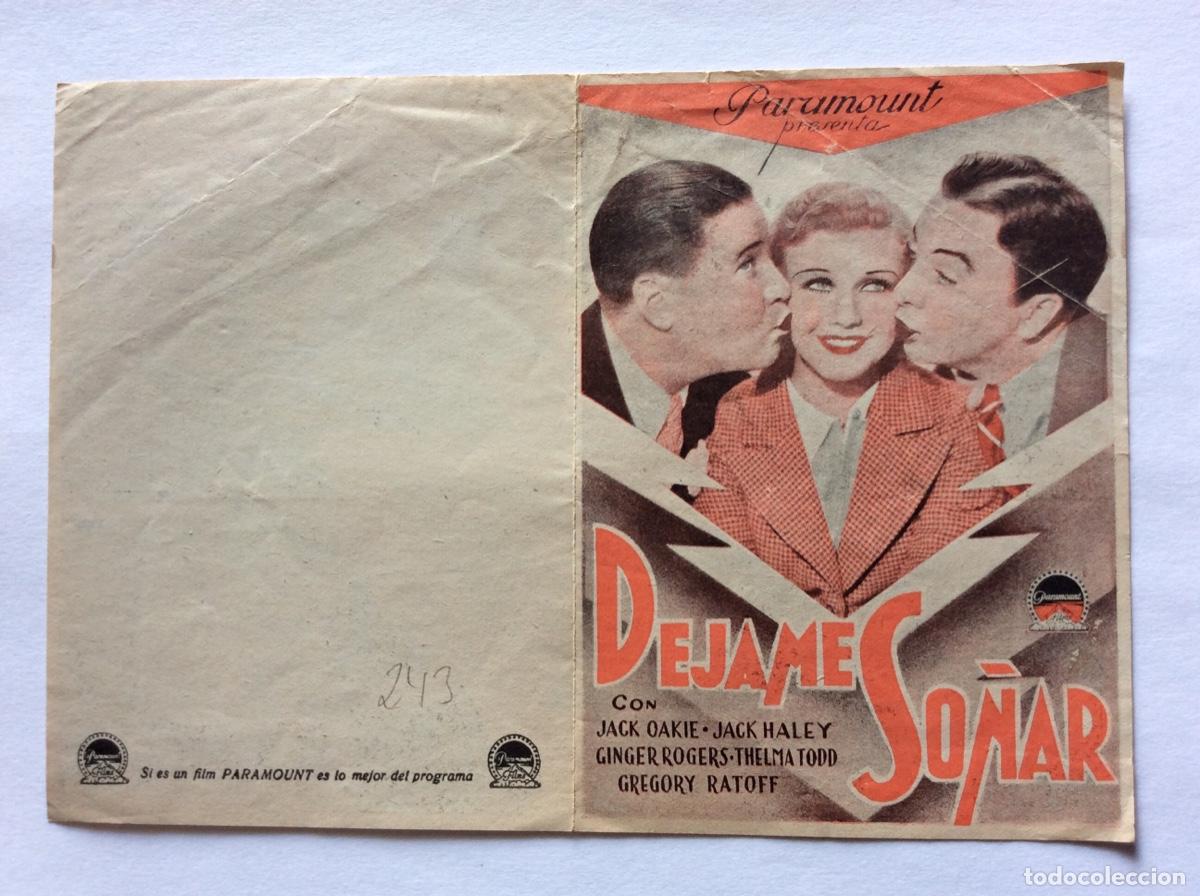 Cine: PROGRAMA PARAMOUNT DOBLE SIN CINE IMPRESO D&Eacute;JAME SO&Ntilde;AR GINGER ROGERS JACK OAKIE