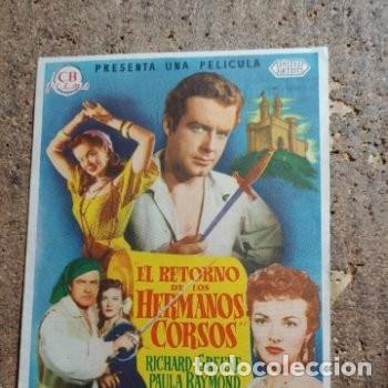 Cine: FOLLETO DE MANO DE LA PELICULA EL RETORNO DE LOS HERMANOS CORSOS CON PUBLICIDAD