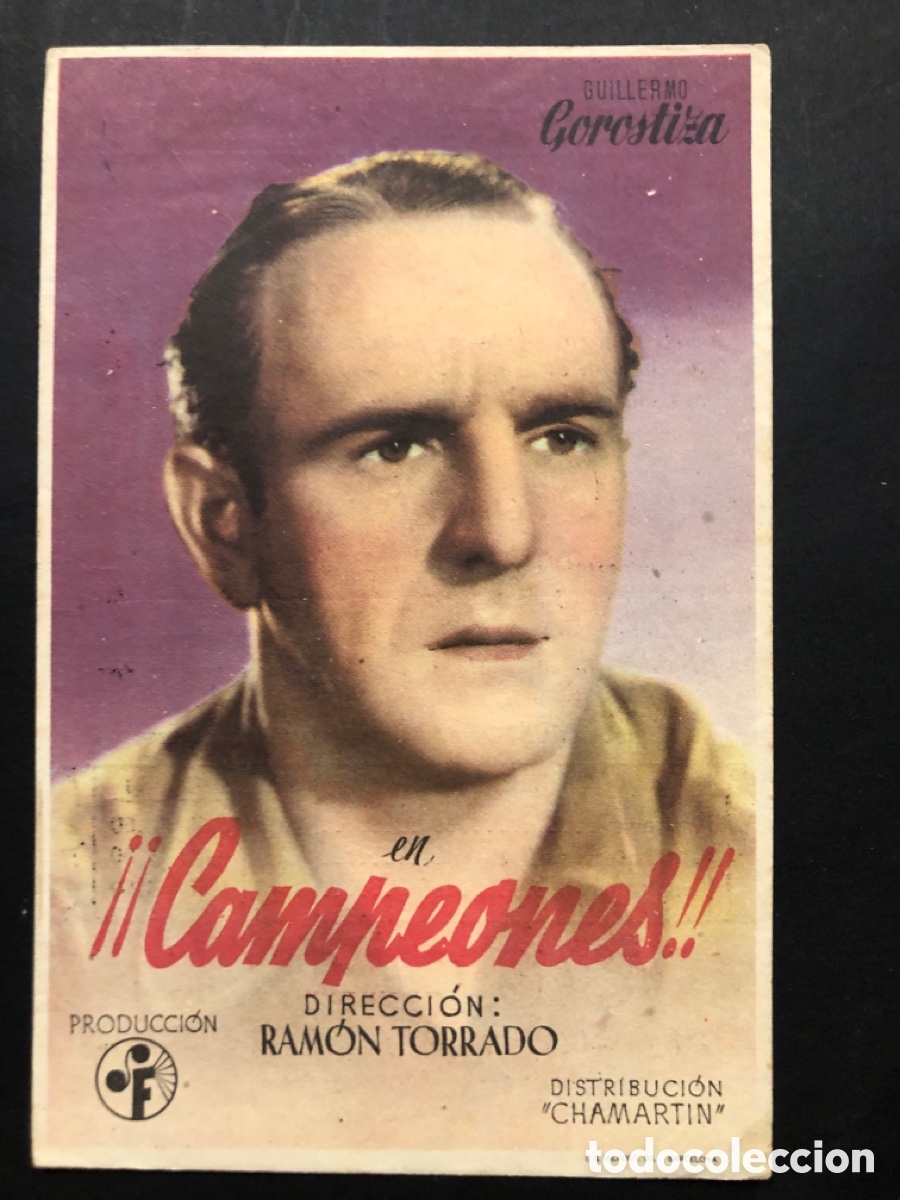Folhetos de m&atilde;o de filmes antigos de cinema: Programa campeones luchy soto guillermo gorostiza con publicidad cinema espa&ntilde;ol Tafalla A9